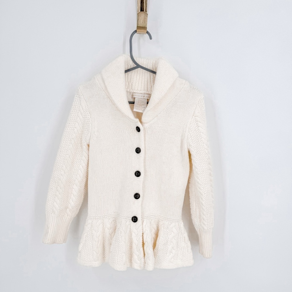 Cream Button-Up Knit Cardigan